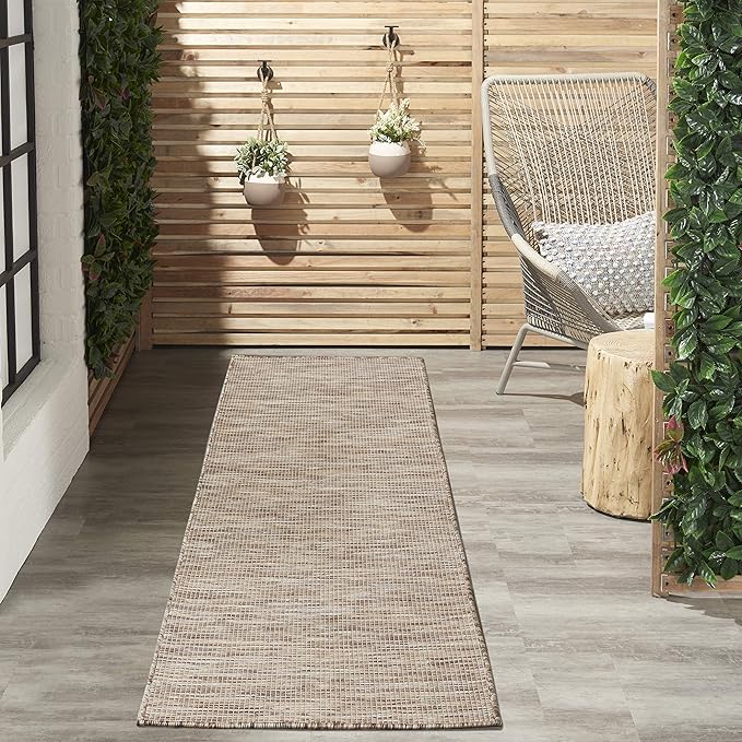 Nourison Positano Indoor/Outdoor Beige 2'2" x 10' Area Rug, Easy Cleaning, Non Shedding, Bed Room, Living Room, Dining Room, Backyard, Deck, Patio (2x10)-Ruum Studio Home