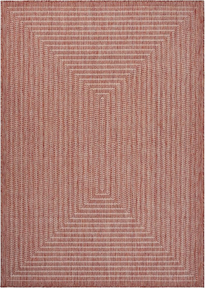 Adiva Rugs Outdoor Indoor Area Rug, Weather Resistant, Easy to Clean, Stain Resistant Floor Mat for Dining Room, Backyard, Deck, Patio (Copper Weiss, 6' x 9')-Ruum Studio Home