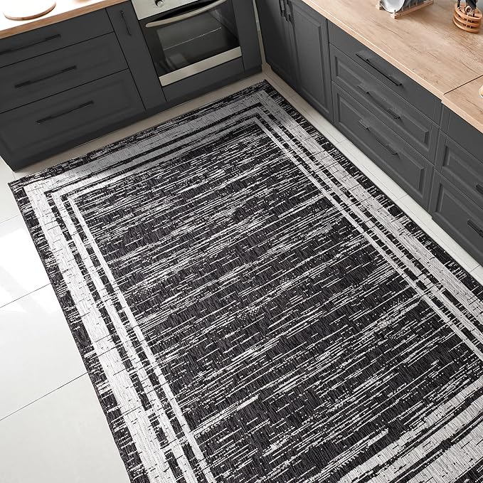 Keen Home Design Outdoor Rug - 8x10 Washable Indoor/Outdoor Rug for Patio, Balcony, Kitchen, Garden, Beach, Deck and Porch. Size: 7'9" x 10'2"-Ruum Studio Home