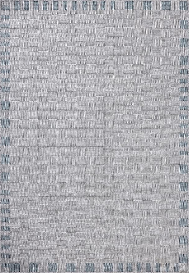 Loloi Amber Lewis Topanga Collection TOP-07 Silver/Blue 5'-3" x 7'-6" Indoor/Outdoor Area Rug-Ruum Studio Home