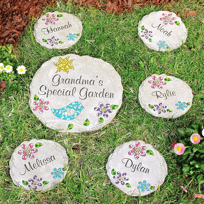 Let's Make Memories Personalized Mosaic Garden Stone - for Grandma, Mom – Small Stone - Personalize Message-Ruum Studio Home