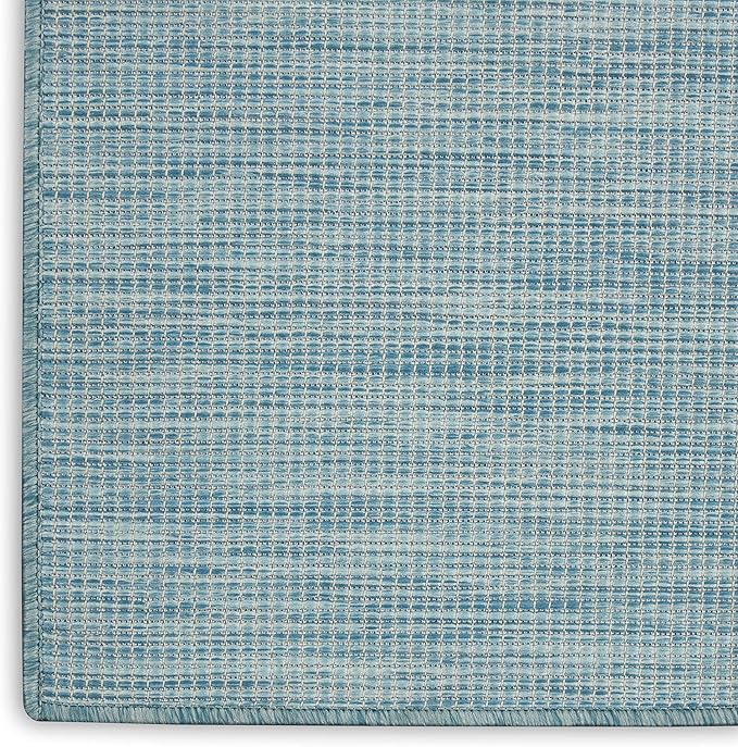 Nourison Home Positano Indoor/Outdoor Aqua 2'2" x 12' Area Rug, Easy Cleaning, Non Shedding, Bed Room, Living Room, Dining Room, Backyard, Deck, Patio (2x12)-Ruum Studio Home