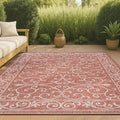 JONATHAN Y Vintage Filigree Indoor Outdoor Area Rug 5X8 Red/Beige, Charleston Textured Weave for Backyard, Patio, Porch, Easy-Cleaning, High Traffic, Pet-Friendly, Non-Shedding (SMB106B-5)-Ruum Studio Home