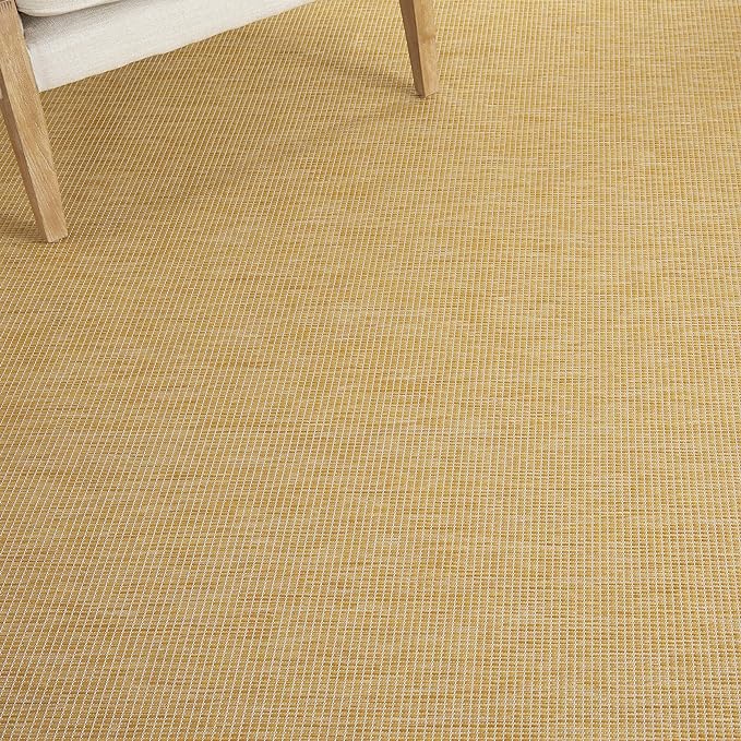 Nourison Home Positano Yellow 9' x 12' Area Rug, Modern, Solid, Indoor/Outdoor, Easy Cleaning, Non Shedding, Bed Room, Living Room, Deck, Backyard-Ruum Studio Home