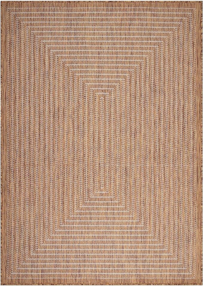 Adiva Rugs Outdoor Indoor Area Rug, Weather Resistant, Easy to Clean, Stain Resistant Floor Mat for Dining Room, Backyard, Deck, Patio (Wooden, 2' x 3')-Ruum Studio Home