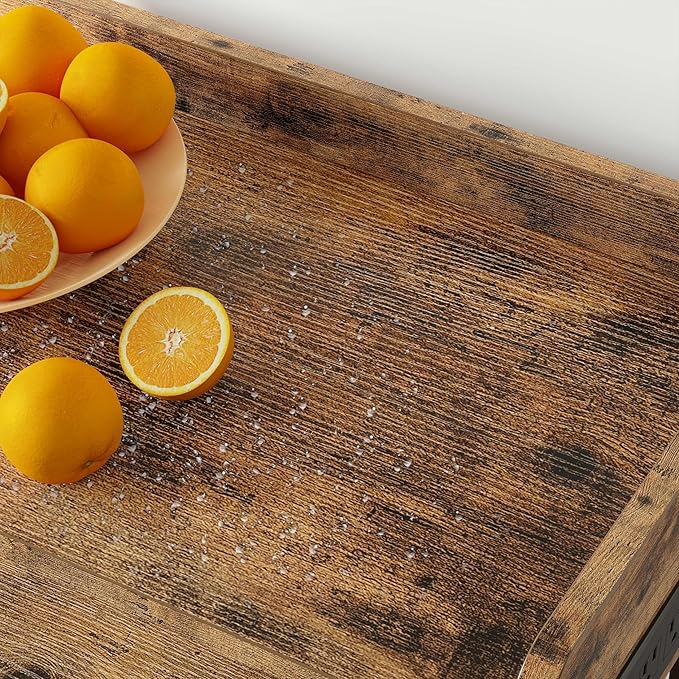 IRONCK Console Table, Sofa Table with Power Outlet, Farmhouse Hallway Table for Entryway, Living Room, Height Adjustable, Easy Assembly, Rustic Brown,32"-Ruum Studio Home