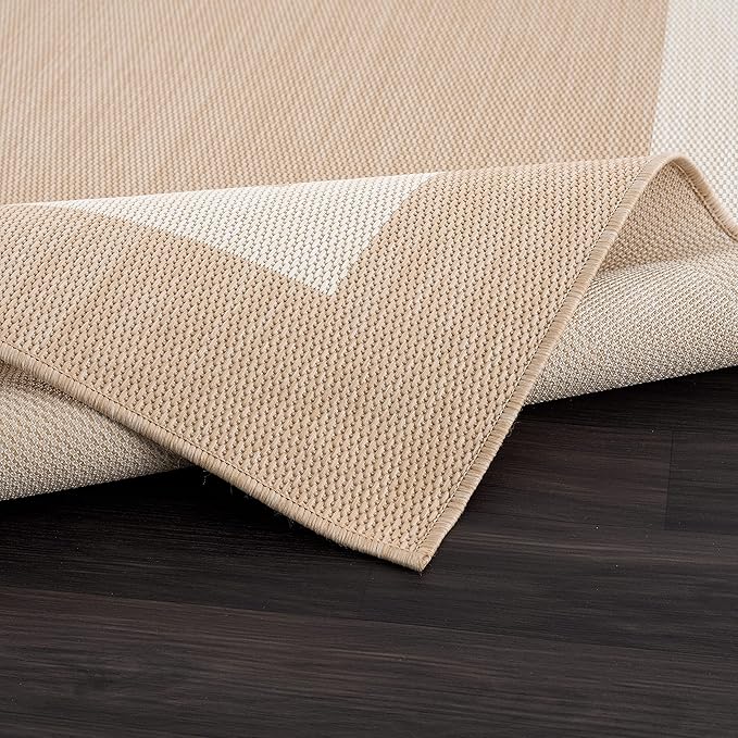 CAMILSON Outdoor Rug 9x12, Large Modern Outside Rugs for Patios Porches Waterproof Durable Washable Non-Shedding, Easy-to-Clean Indoor Outdoor Area Carpet (9 x 12, Bordered - Beige/White)-Ruum Studio Home