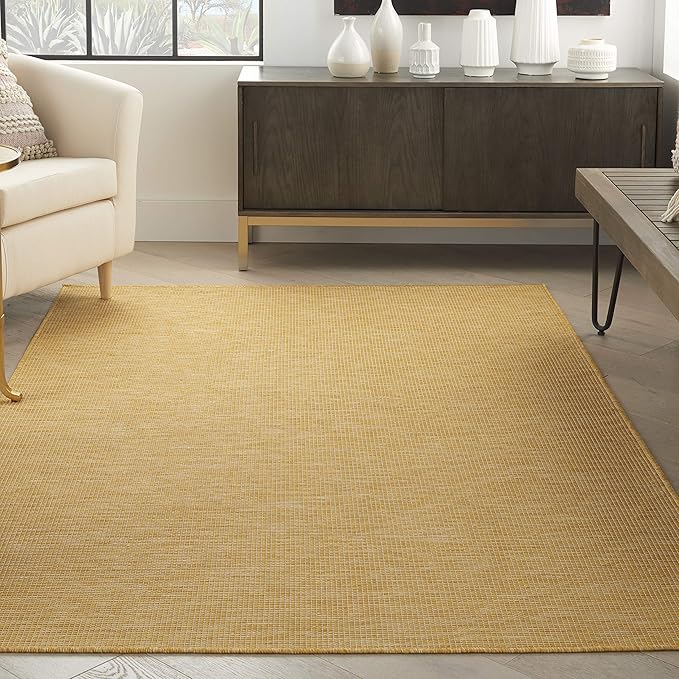 Nourison Positano Indoor/Outdoor Yellow 3' x 5' Area Rug, Easy Cleaning, Non Shedding, Bed Room, Living Room, Dining Room, Backyard, Deck, Patio (3x5)-Ruum Studio Home