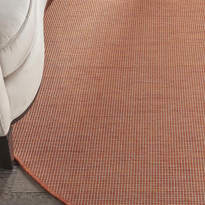 Nourison Positano Indoor/Outdoor Terracotta 8' x Round Area Rug, Easy Cleaning, Non Shedding, Bed Room, Living Room, Dining Room, Backyard, Deck, Patio (8 Round)-Ruum Studio Home
