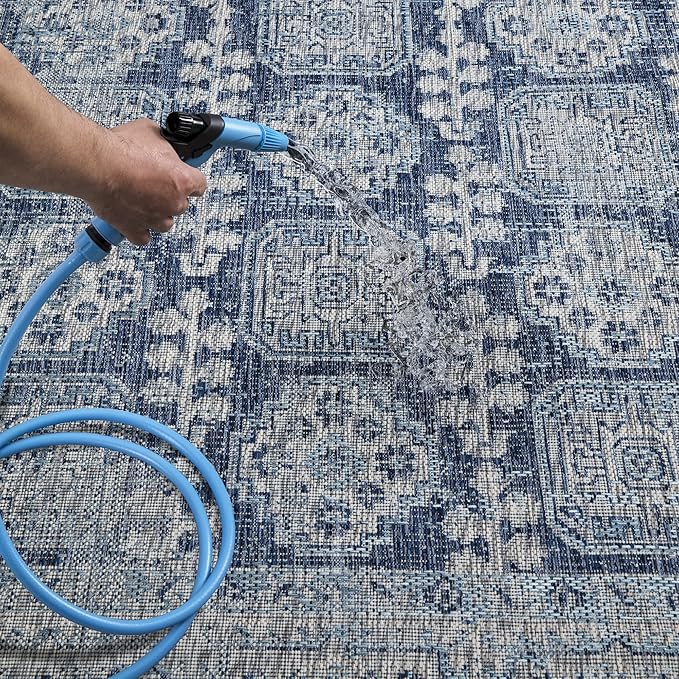 Keen Home Design Terrace Outdoor Area Rug - 5x8 Washable Indoor/Outdoor Rug for Patio, Kitchen, Balcony, Beach, Garden, Deck and Porch, Size: 5'3"x7'7"-Ruum Studio Home