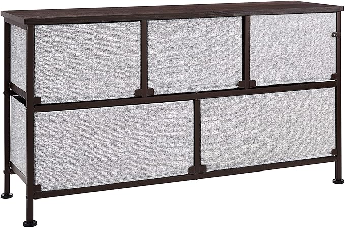 Amazon Basics Extra Wide Fabric 5-Drawer Storage Organizer Unit for Closet, Bronze-Ruum Studio Home
