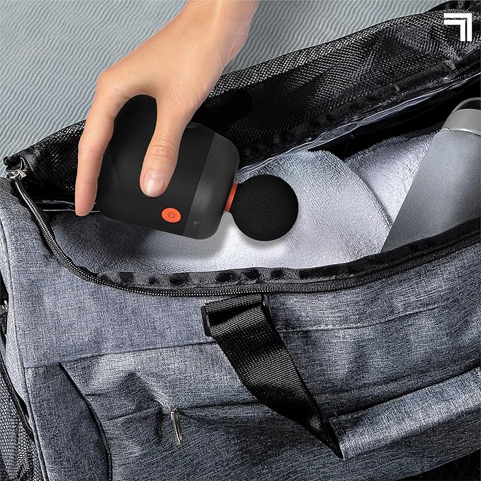 Sharper Image® Powerboost® Palm Portable Percussion Massager - 4 Attachments, 4 Speeds| Compact Full Body Back & Shoulder Mini Massage Gun| Deep Tissue Muscle Soreness Recovery| Wellness Gift-Ruum Studio Home