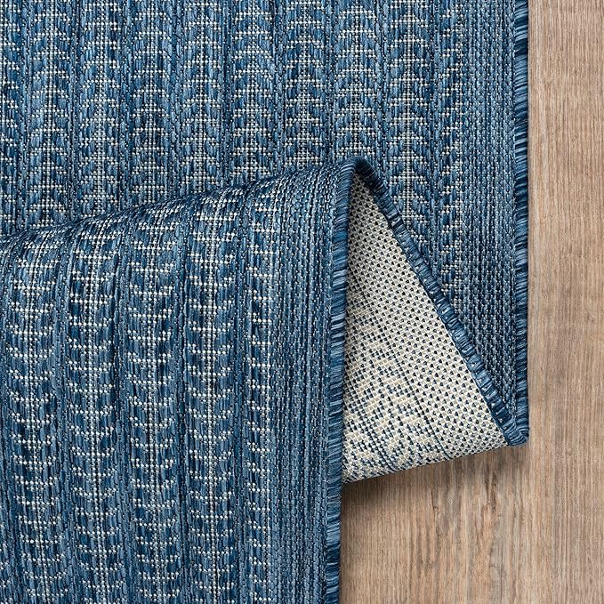 Adiva Rugs Outdoor Indoor Area Rug, Weather Resistant, Easy to Clean, Stain Resistant Floor Mat for Dining Room, Backyard, Deck, Patio (Azure Denim Blue, 6' X 9')-Ruum Studio Home