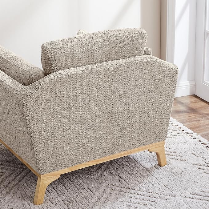 Large-Sized Accent Chair, Thick Cushion Bedroom Reading Chair, Comfortable Living Room Single Sofa， Boucle Camel-Ruum Studio Home