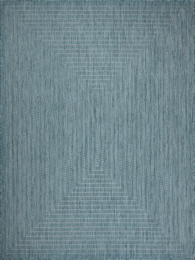 Adiva Rugs Outdoor Indoor Area Rug, Weather Resistant, Easy to Clean, Stain Resistant Floor Mat for Dining Room, Backyard, Deck, Patio (Aqua Weiss, 10' x 14')-Ruum Studio Home