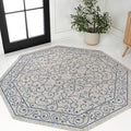 JONATHAN Y Vintage Filigree Indoor Outdoor Octagon Area Rug 5 Ft Gray/Navy, Charleston Textured Weave for Backyard, Patio, Porch, Easy-Cleaning, High Traffic, Pet-Friendly, Non-Shedding SMB106C-5TGN-Ruum Studio Home