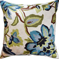 Modern Cream Decorative Floral Pillow Cover Needlepoint White Flower Hand Embroidered Pillowcase Flowery Outdoor Suzani Accent Cushion Boho Chair Modern Chair Pillowsham Wool Size 18x18-Ruum Studio Home