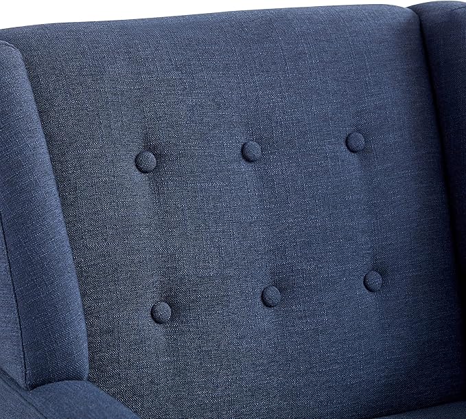 HUIMO Accent Chair Living Room Chair, Upholstered Button Tufted Armchair, Linen Fabric Sofa Chairs for Bedroom, Living Room, Mid Century Modern Comfy Reading Chair (Dark Blue)-Ruum Studio Home