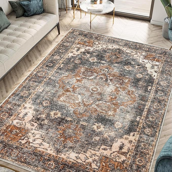 Keen Home Design 3x5 Rug - Machine Washable Entry Rug with Non-Slip Backing, Ideal for Enteryway, Kitchen, Bathroom, Laundry Room - Vintage, Easy Clean, Durable, Low Pile Rug - (3' x 5')-Ruum Studio Home