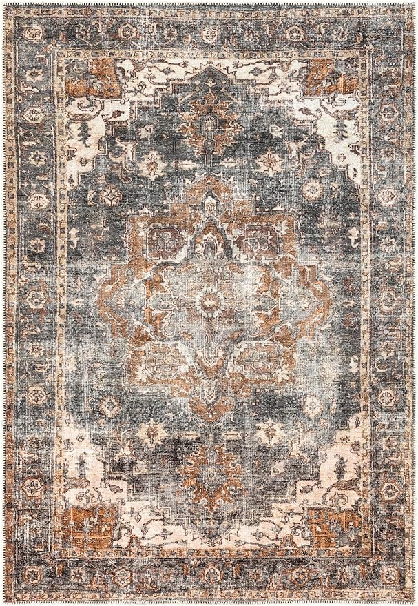 Keen Home Design 4x6 Rug - Machine Washable Area Rug with Non-Slip Backing, Ideal for Living Room, Dining Room, Bedroom - Vintage, Easy Clean, Durable, Low Pile Rug - (4' x 6')-Ruum Studio Home