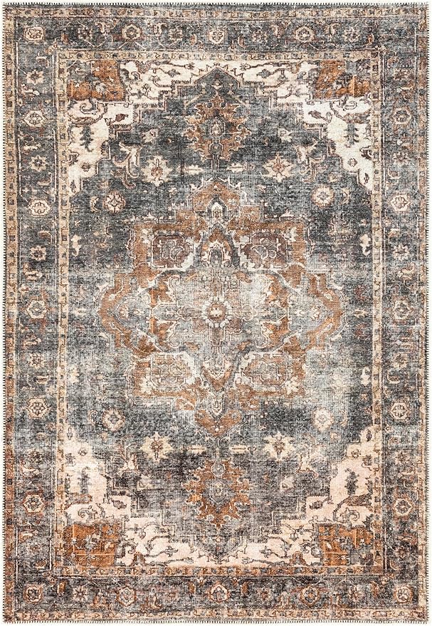 Keen Home Design 8x10 Rug - Machine Washable Area Rug with Non-Slip Backing, Ideal for Living Room, Dining Room, Bedroom - Vintage, Easy Clean, Durable, Low Pile Rug - (8' x 10')-Ruum Studio Home