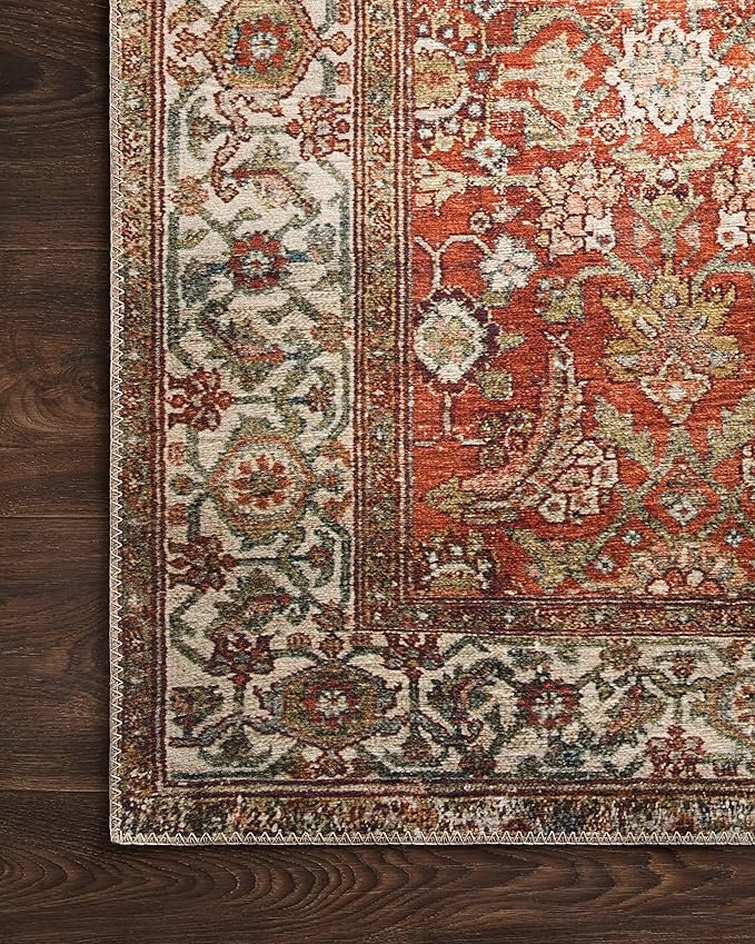 Loloi Layla Collection LAY-05 Ocean/Multi 3'-6" x 5'-6" .13" Thick Accent Rug, Soft, Durable, Vintage Inspired, Distressed, Low Pile, Non-Shedding, Easy Clean, Printed, Living Room Rug-Ruum Studio Home