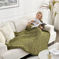 Maetoow Tighter Version Chenille Chunky Knit Blanket Throw 60×80 Inch, Handmade Warm & Cozy Blanket Couch, Bed, Home Decor, Soft Fleece Banket, Boho Thick Blankets and Giant Yarn Throws，Olive Green-Ruum Studio Home
