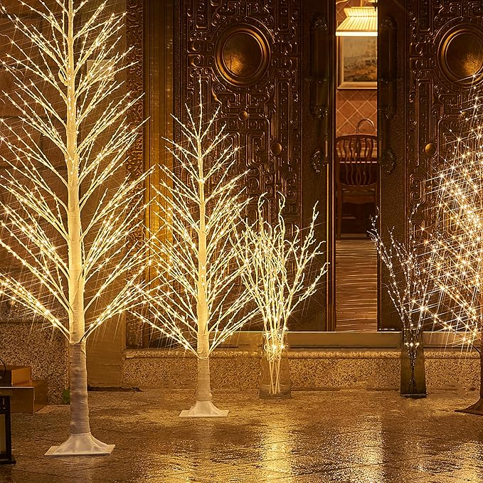 Fudios Lighted Branches Plug in 32IN 200 LED Mantle Winter Decor, White Twig Branch Lights for Christmas Holiday Party Indoor Outdoor-Ruum Studio Home