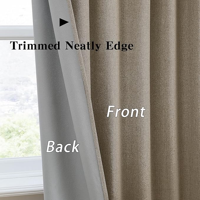 RAIN CITY Extra Wide Blackout Curtains 2 Panels Set,70 Inch Wide Back Tab Pleated Curtains with Hooks Track System,Energy Efficinet Drapes for Dining Room Hoom Office 70x108 in Length,Linen Brown-Ruum Studio Home