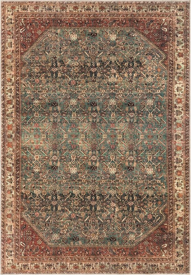Keen Home Design 6x9 Rug - Machine Washable Area Rug with Non-Slip Backing, Ideal for Living Room, Dining Room, Bedroom - Vintage, Easy Clean, Durable, Low Pile Rug - (6' x 9')-Ruum Studio Home