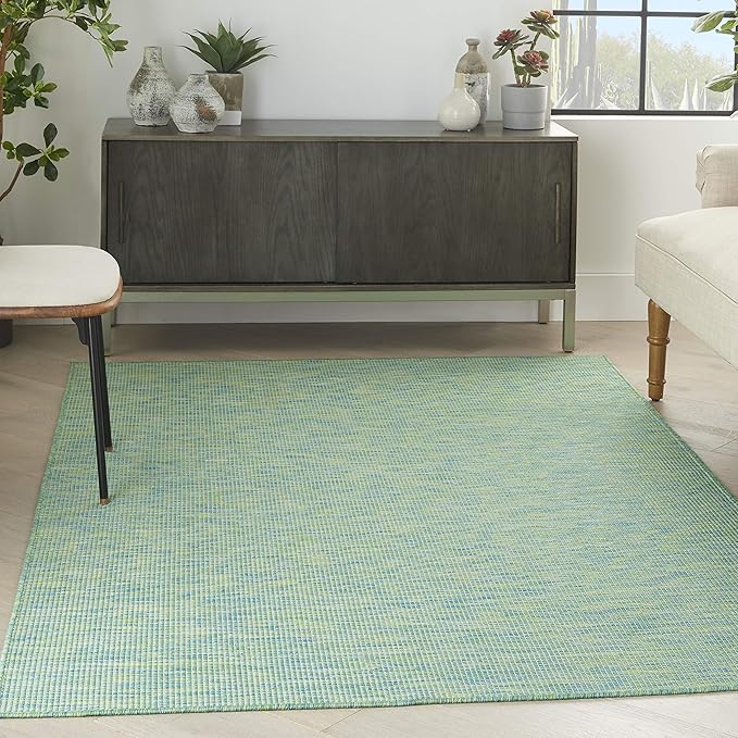Nourison Positano Indoor/Outdoor Blue/Green 3' x 5' Area Rug, Easy Cleaning, Non Shedding, Bed Room, Living Room, Dining Room, Backyard, Deck, Patio (3x5)-Ruum Studio Home