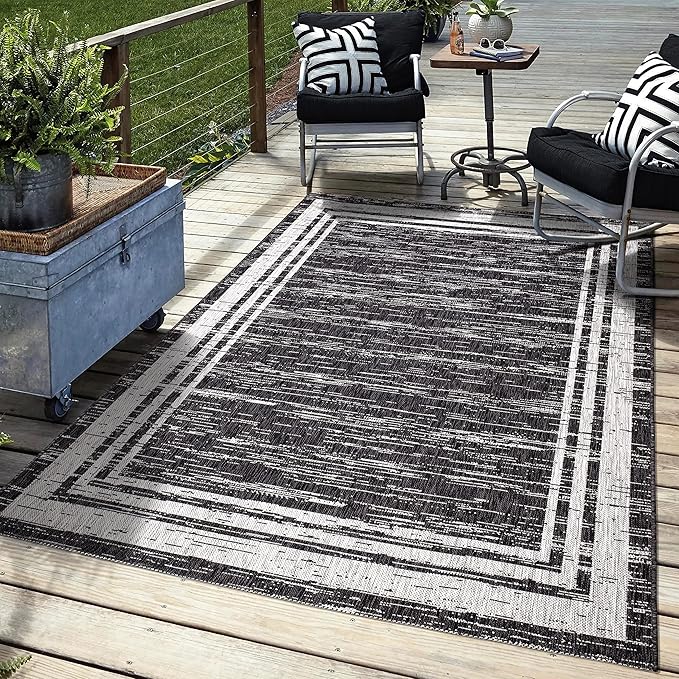 Keen Home Design Outdoor Rug - 8x10 Washable Indoor/Outdoor Rug for Patio, Balcony, Kitchen, Garden, Beach, Deck and Porch. Size: 7'9" x 10'2"-Ruum Studio Home