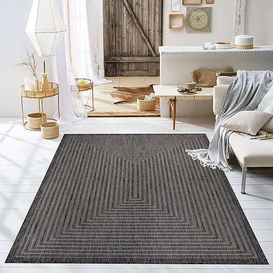 Adiva Rugs Outdoor Indoor Area Rug, Weather Resistant, Easy to Clean, Stain Resistant Floor Mat for Dining Room, Backyard, Deck, Patio (Pebble Weiss, 2'6" x 7')-Ruum Studio Home