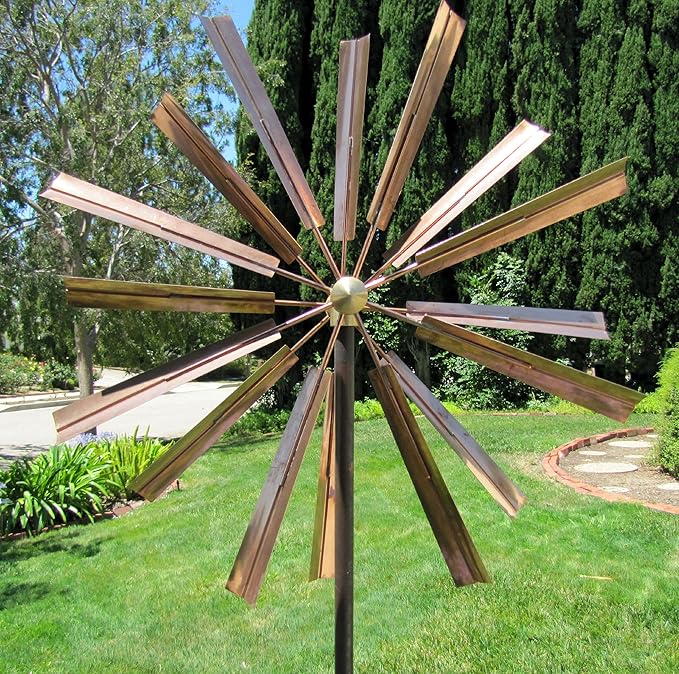 Stanwood Wind Sculpture: Kinetic Copper Dual Spinner - Double Windmill Spinner-Ruum Studio Home