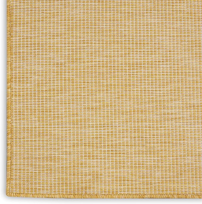 Nourison Positano Indoor/Outdoor Yellow 6' x Round Area Rug, Easy Cleaning, Non Shedding, Bed Room, Living Room, Dining Room, Backyard, Deck, Patio (6 Round)-Ruum Studio Home