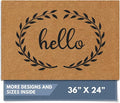 Barnyard Designs Natural Coco Coir Heavy Duty Backing Doormat - Large Cute Non-Slip Front Door Welcome Mat for Outside Entrance or Porch Entry, Brown (24x36, Hello)-Ruum Studio Home