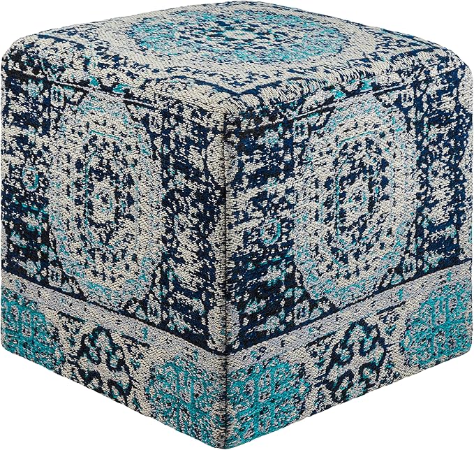 Mark&Day Pouf Ottoman, Kaltenleutgeben Traditional Teal Cube Pouf Foot Rest for Living Room, Bedroom and Boho Home Decor (18"x18"x18")-Ruum Studio Home
