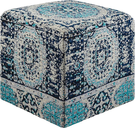 Mark&Day Pouf Ottoman, Kaltenleutgeben Traditional Teal Cube Pouf Foot Rest for Living Room, Bedroom and Boho Home Decor (18"x18"x18")-Ruum Studio Home