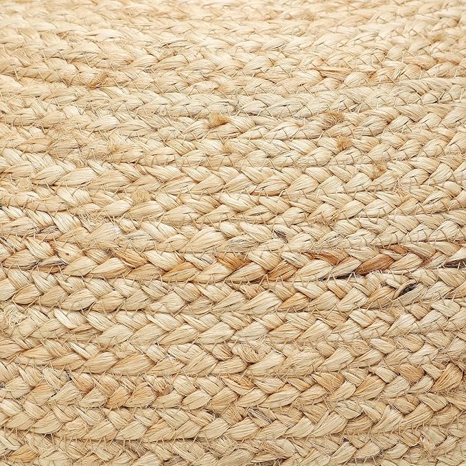 REDEARTH · Jute Circular Jute Pouf Ottoman - Braided Pouffe Accent Sitting Round Footrest for Living Room, Bedroom, Nursery, kidsroom, Patio, Gym; 100% Jute (19.5"x19.5"x14"; Jute Natural)-Ruum Studio Home