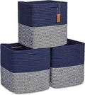 NaturalCozy Storage Cubes 11 Inch Cotton Rope Woven Baskets for Organizing, 3-Pack | Cube Storage Bin | Square Storage Baskets for Shelves Organizer, Classroom, Kids Toy Bins, Closet, Baby Nursery-Ruum Studio Home