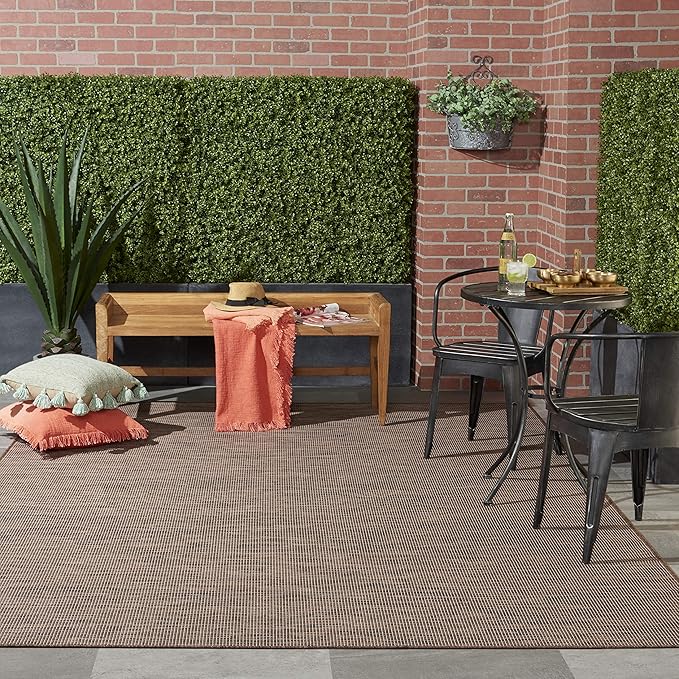 Nourison Positano Indoor-Outdoor Natural 9' x 12' Area Rug, Easy Cleaning, Non Shedding, Bed Room, Living Room, Dining Room, Backyard, Deck, Patio (9x12)-Ruum Studio Home