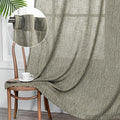 MYSKY HOME 95 Inch Curtains Farmhouse Light Filtering Privacy Curtain Drapes for Patio Door Living Room, Linen Look Texture Fabric Bohemian Draperies Soft Touch, 50x95, Olive Green, 2 Panels-Ruum Studio Home