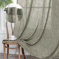 MYSKY HOME Short Curtains for Bedroom Semi Sheer Light Filtering Privacy Drapes for Small Window Linen Look Textured Boho Home Decor Backdrop Curtain for Parties, 50" x 63", Olive Green, 2 Panels-Ruum Studio Home