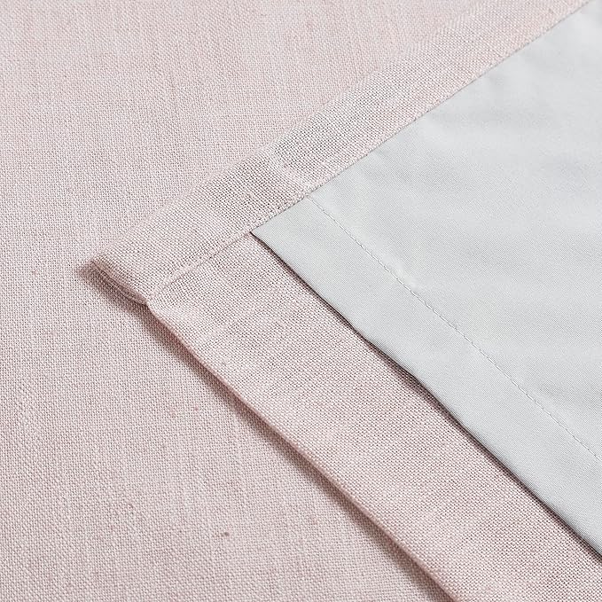 Vision Home Soft Pink Pinch Pleated Full Blackout Curtains Linen Blended Room Darkening Curtain Panels 84 inch for Living Room Bedroom Thermal Insulated Pinch Pleat Drapes with Hooks 40" Wx84 Lx2-Ruum Studio Home