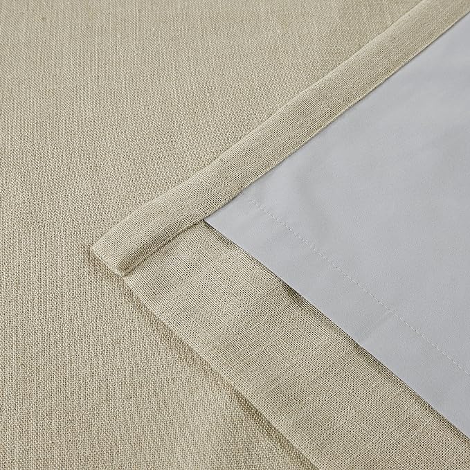 Vision Home Sand Pinch Pleated Full Blackout Curtains Linen Blended Room Darkening Window Curtains 63 inch for Living Room Bedroom Thermal Insulated Pinch Pleat Drapes with Hooks 1 Panel 60" Wx63 L-Ruum Studio Home