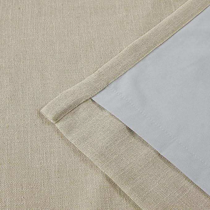 Vision Home Sand Pinch Pleated Full Blackout Curtains Linen Blended Room Darkening Window Curtains 90 inch for Living Room Bedroom Thermal Insulated Pinch Pleat Drapes with Hooks 1 Panel 60" Wx90 L-Ruum Studio Home