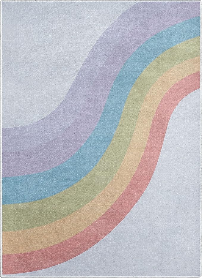 Well Woven Kids Rainbow Rug, 5' x 7', Multi Color-Ruum Studio Home