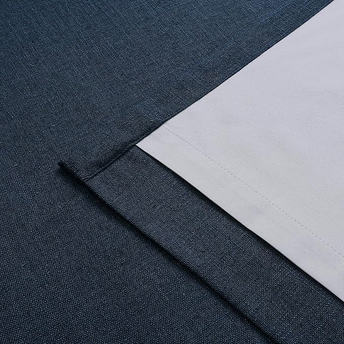 Vision Home Navy Blue Pinch Pleated Full Blackout Curtains Linen Blended Room Darkening Curtain Panels 108 inch for Living Room Bedroom Thermal Insulated Pinch Pleat Drapes with Hooks 9FT 40"Wx108"Lx2-Ruum Studio Home