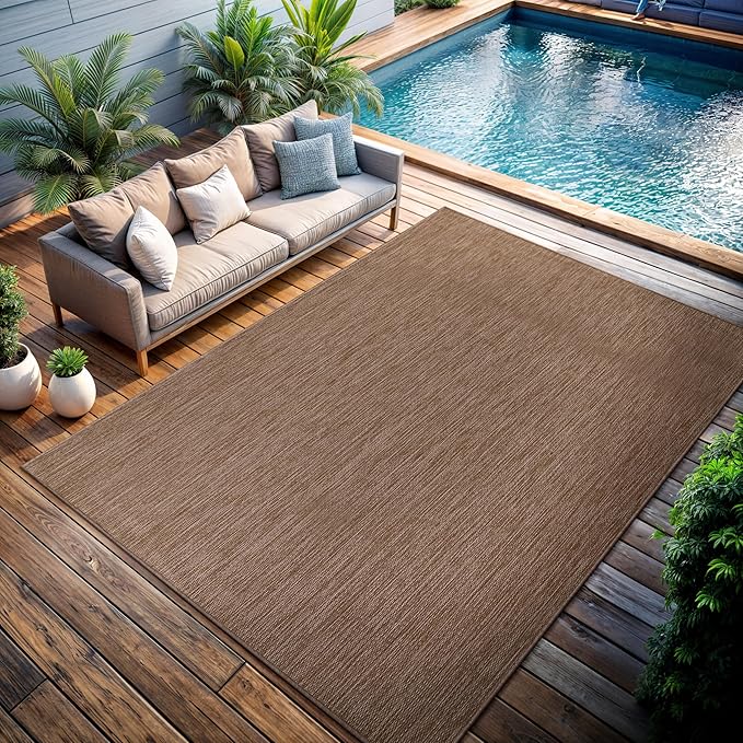 CAMILSON Outdoor Rug 8x10 Modern Area Rugs for Indoor and Outdoor Patios and Porches - Waterproof, Washable, Non-Shedding, Easy-to-Clean Outside Carpet (8 x 10, Solid - Jute)-Ruum Studio Home
