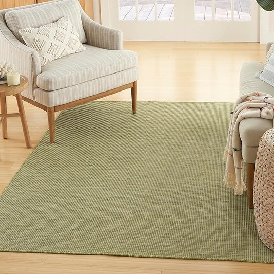 Nourison Home Positano Indoor/Outdoor Green 5' x 7' Area Rug, Easy Cleaning, Non Shedding, Bed Room, Living Room, Dining Room, Backyard, Deck, Patio (5x7)-Ruum Studio Home